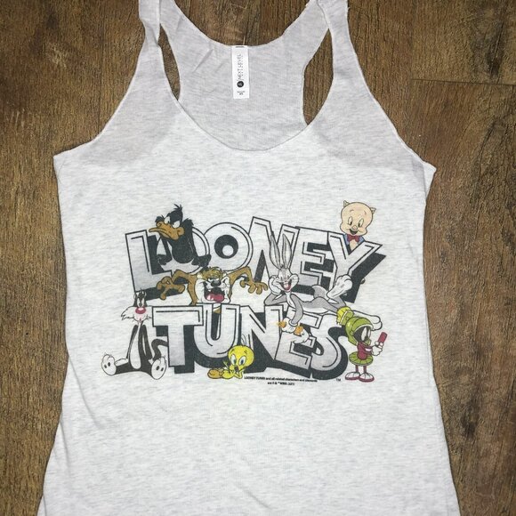 Looney Tunes Whole Squad Women's Racerback Tank Top Heather Gray XS - Picture 1 of 3